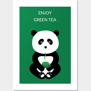 Panda and green tea Posters and Art